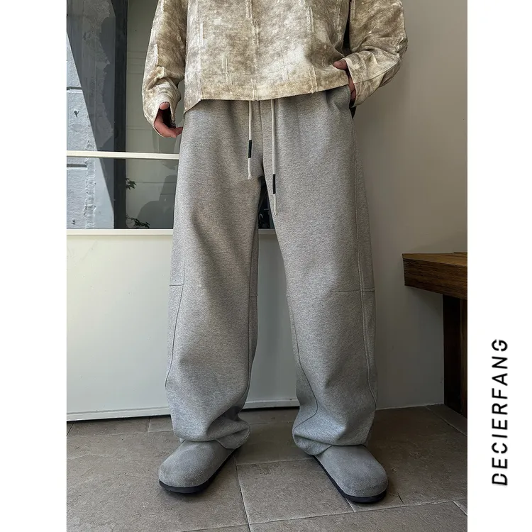 2025秋季慵懒风立体剪裁潮牌弯刀卫裤男宽松舒适百搭松紧腰休闲裤