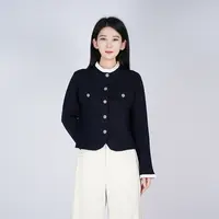 2025中国风纯色短款长袖秋季新款藏青色气质通勤外套WH05007529