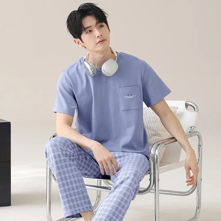 睡衣男款夏季三件套短袖2025新款中年男士春秋款高级感宽松居家服