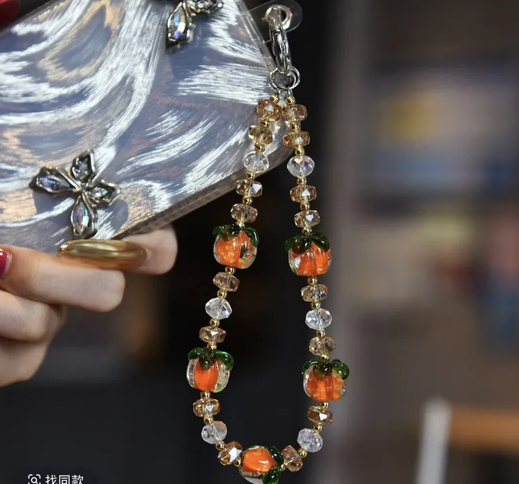 手工网红短款柿柿如意夜光手机链夏日斜挎挂绳
