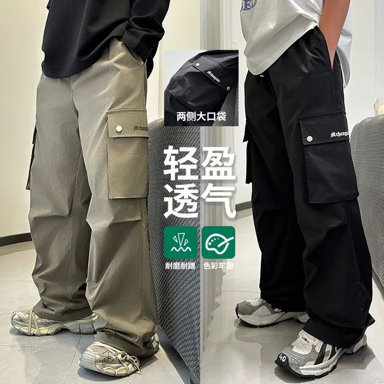 K2976小赖家春款工装裤长裤裤子中大童宽松国潮休闲裤廓形男童