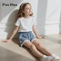 Five Plus女童牛仔裤短裤2025新款蕾丝儿童牛仔短裤时髦洋气童装