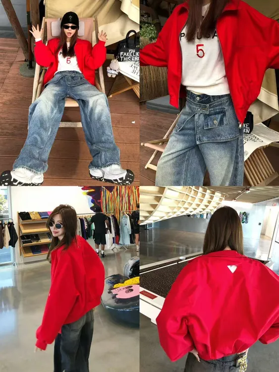 婉君【美式玩家】春秋款时尚chic复古百搭宽松短外套LWJ25B2C1822