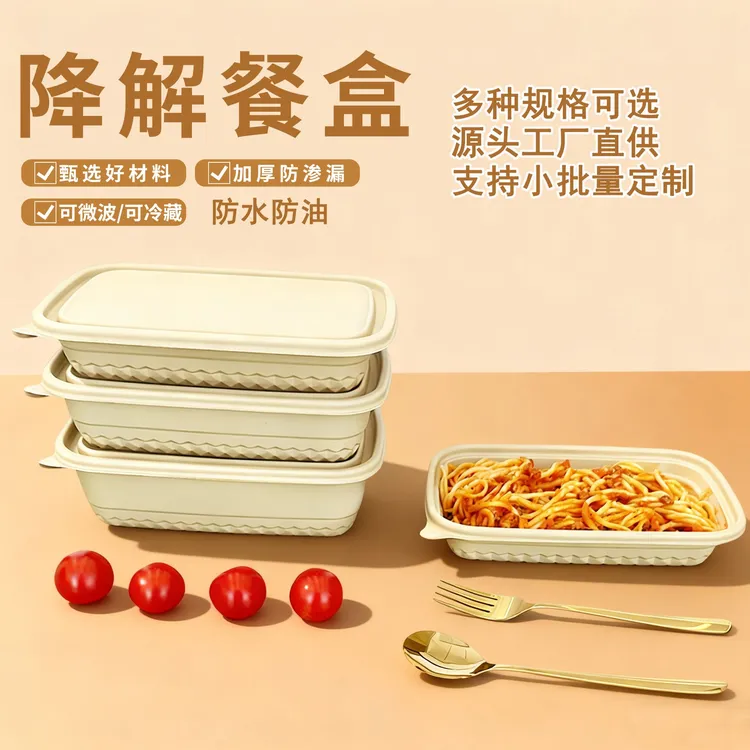 可降解一次性餐盒便当方盒长方形餐具食堂野营户外野炊餐饮外卖盒