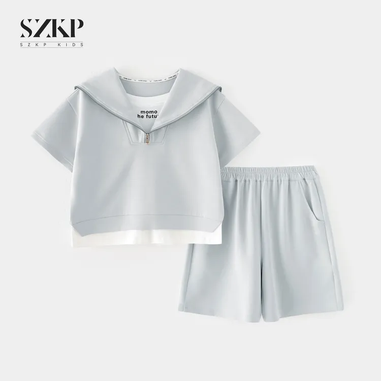 SZKP夏季新款女童装薄款上衣中大童透气潮款儿童套装YNTX551541