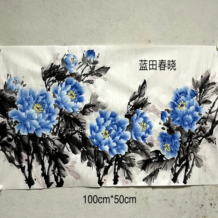 数字牡丹图案，墙面装饰（手工绘测略有瑕疵误差不防水，介意者慎拍