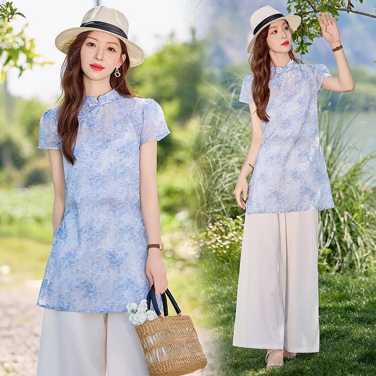 新中式国风高端提花套装女2025夏季新款洋气显瘦气质减龄两件套女