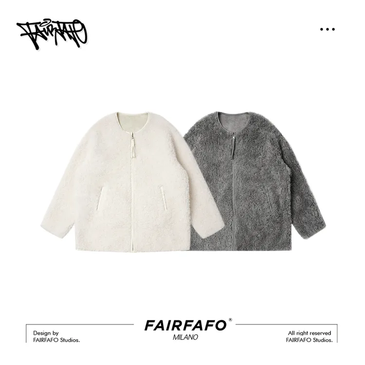 【颗粒羊羔毛外套】100绵羊毛 ABWT56133冬季保暖舒适显瘦毛呢外套