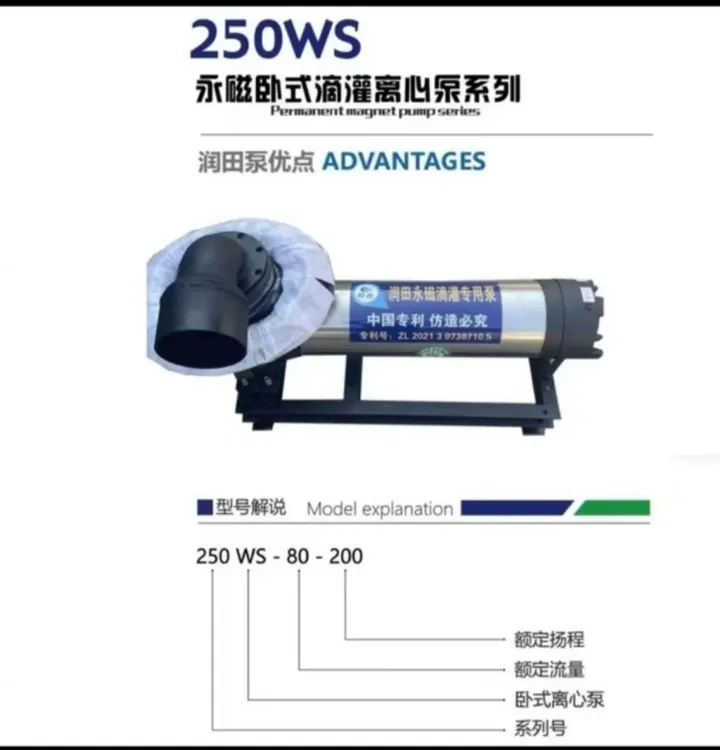 永磁卧式离心泵45千瓦240吨60米滴灌喷灌变频池塘潜水井水潜水泵
