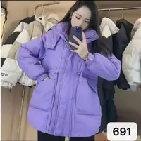 新款韩版抽绳收腰海军领羽绒服女中长款修身显瘦气质外套691-1