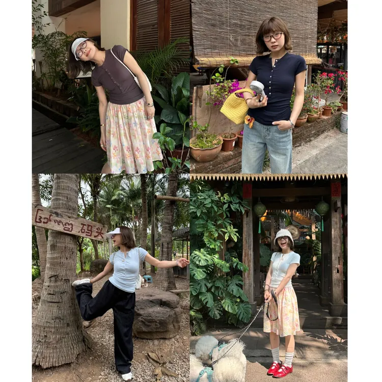 Our2【正肩亨利衫】设计感气质修身亨利短袖【B7641】