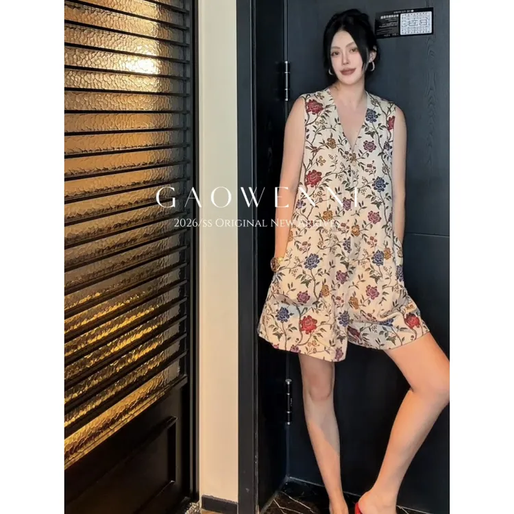 高温妮 | 半夏 夏季时尚复古百搭显瘦田园风碎花连衣裤 5e52911