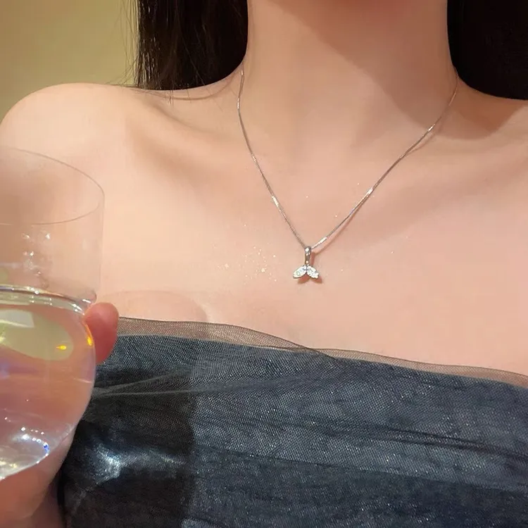 合金项链 纯欲风鱼尾女小众高级设计感锁骨链气质百搭个性颈链