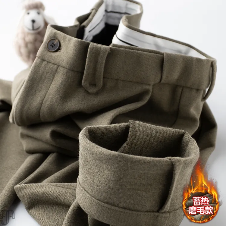 店长 这个价格都不信~加厚款保暖磨毛呢商务西裤男裤子男冬季厚款