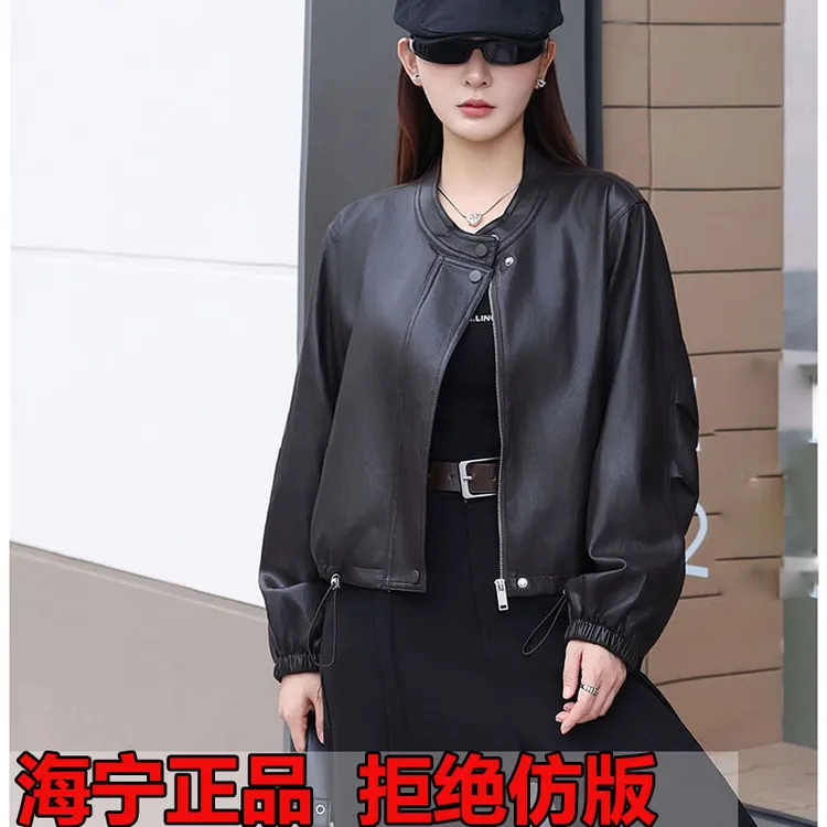  加绒加厚外套女短款2025高级感复古立领上衣休闲皮夹克极简外套