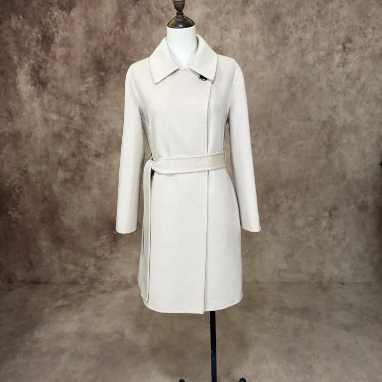 娅汀（正肩中长款）100%山羊绒羊绒大衣中长款一粒扣纯羊绒外套