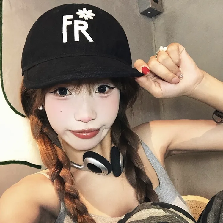 韩版帽子女FR小雏菊刺绣软帽檐棒球帽男春夏街头嘻哈百搭鸭舌帽潮