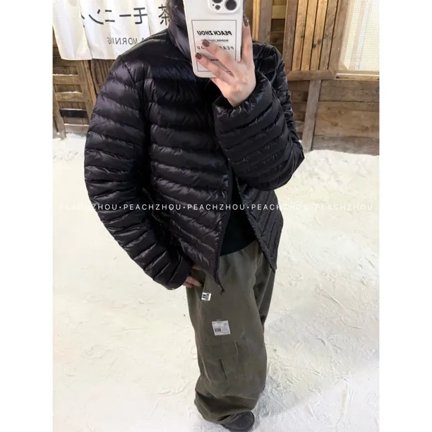 『PEACHZHOU』90白鸭绒排骨绗缝合身立领羽绒服休闲保暖内胆外套女