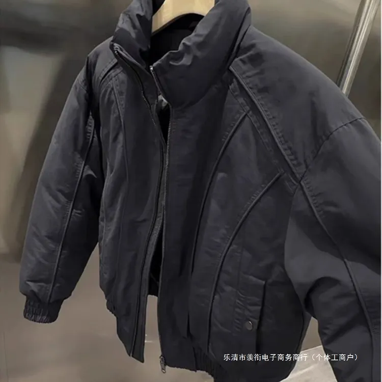 棉服男士2025新款冬季立领潮流潮牌加厚短款保暖冬装外套黑色藏青