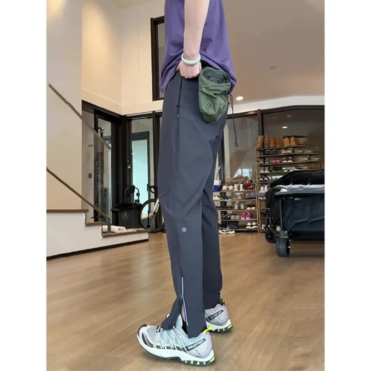 侧拉链收脚速干裤子男款夏季美式修身藏青色工装裤vibe微喇冲锋裤