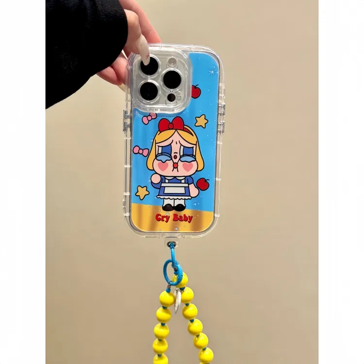 适用苹果16promax/华为P70pro/小米15pro可爱挂绳哭包防摔手机壳