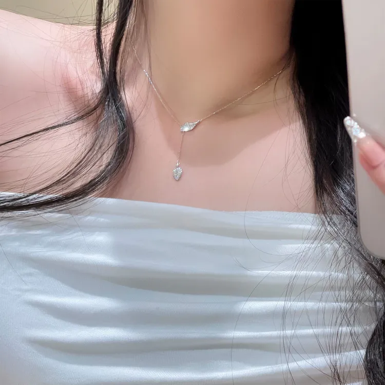 树叶银色流苏项链温柔精致小众轻奢百搭气质高级F523