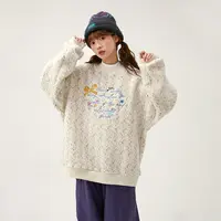 冬季圆领长袖保暖彩点卫衣牛奶丝青少年宽松卫衣C24DW1097W