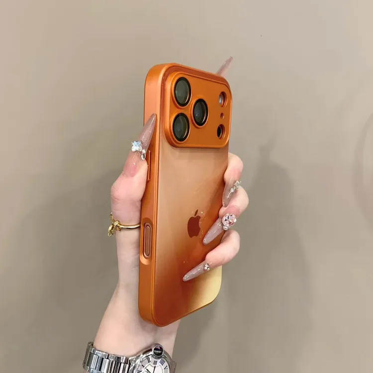 星宇橙渲染玻璃适用iPhone17promax手机壳16pro时尚个性14/13全包