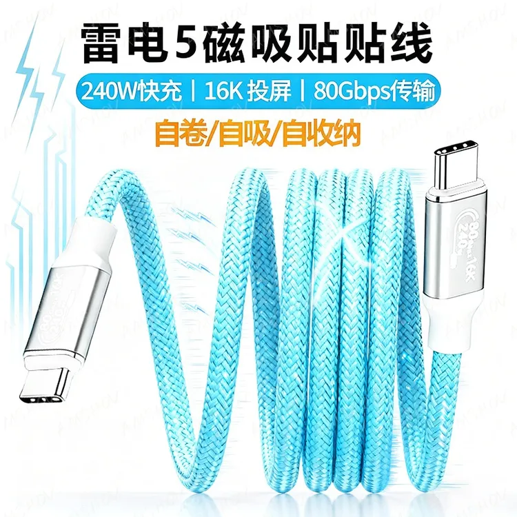 雷雳5USB4.0 3.2支持16K超清投屏240W快充120G max传输全功能线