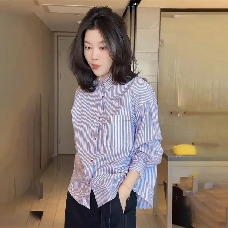 韩系温柔条纹衬衫女2025春季新款设计感文艺通勤减龄内搭时尚上衣