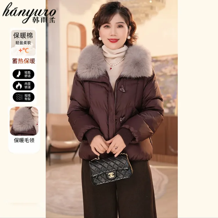 棉服女百搭翻领收口袖厚款韩版拼接小个子秋冬季棉袄时尚保暖棉衣