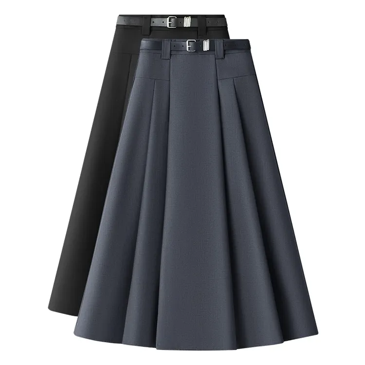西装半身裙女2025新款春夏时尚显瘦垂感伞裙高腰中长款百褶裙长裙