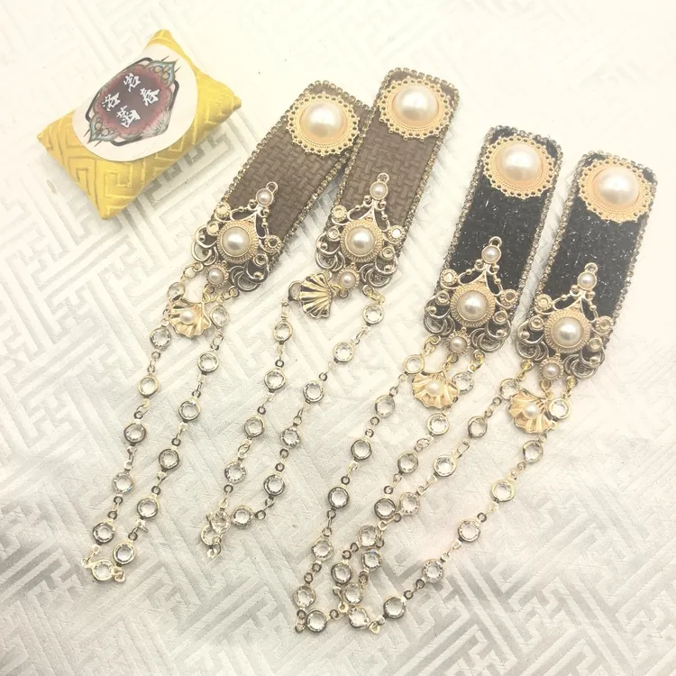 洛岩菡春新中式民族风发夹复古手工彩色流苏气质侧边夹头饰