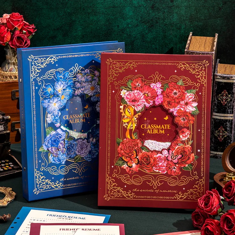 高颜值同学录新款炫酷玫瑰流沙ins风六年级毕业纪念册初三留言册