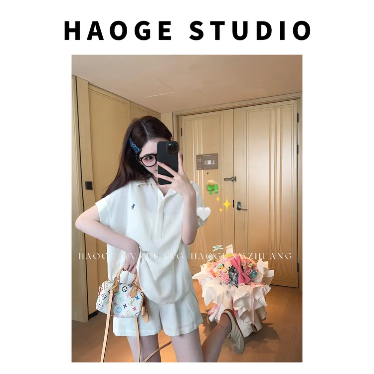 浩哥严选●柠檬冰美式X5TZ0174A衬衫+短裤预简版夏季设计感时尚款