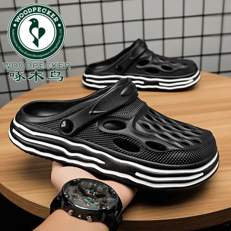 啄木鸟情侣款洞洞鞋夏季凉鞋软底时尚防滑包头洞洞鞋厚底百搭外穿