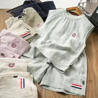 夏季款G刺绣男童休闲运动背心套装彩条中大童儿童两件套S1054