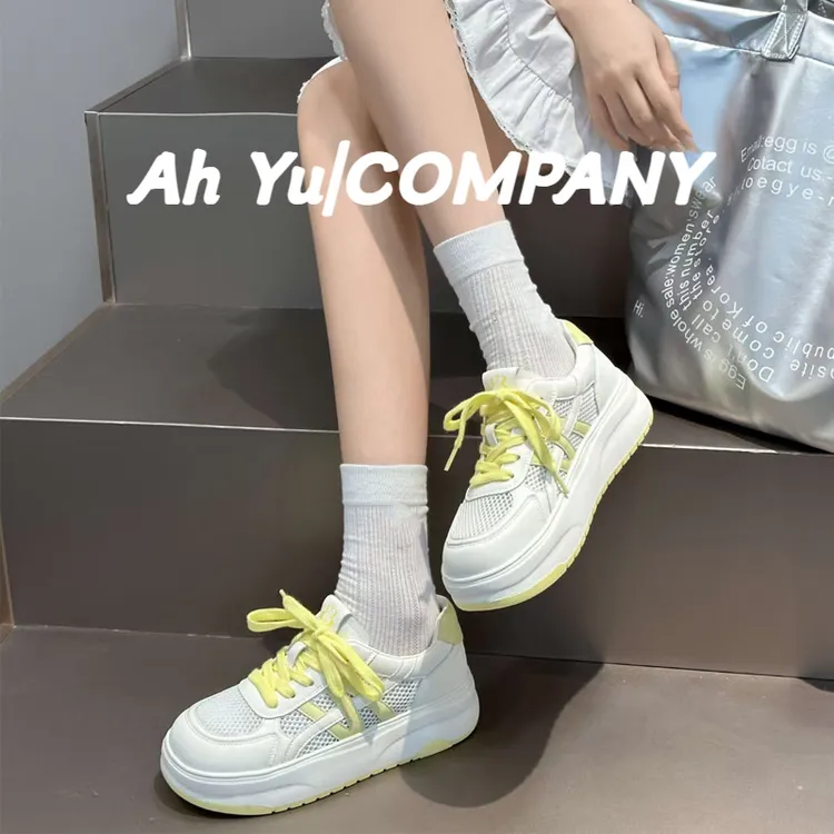 真皮运动小白鞋女款板鞋2025夏季新款韩版休闲百搭厚底网面德训鞋