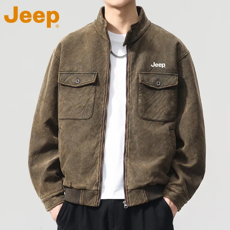 JEEP吉普美拉德扎染立领夹克外套男款秋季高级感痞帅型男穿搭上衣