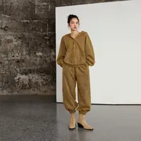 黑标系列 时尚运动休闲套装女~羊毛混纺/连帽上衣+束脚休闲裤