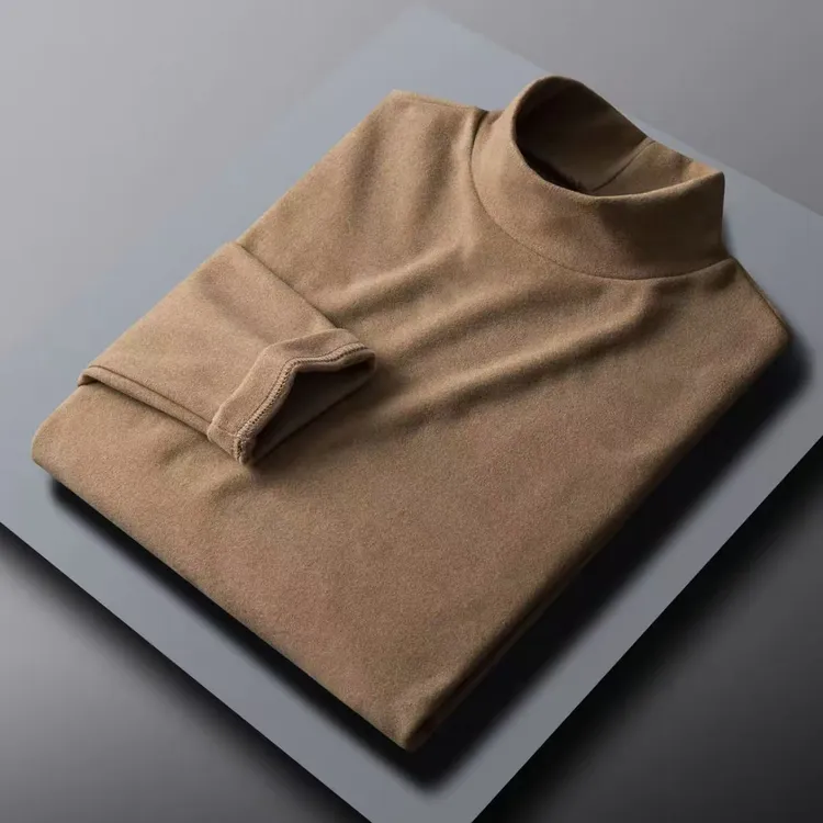 秋冬季上衣半高领双面绒男女款修身内搭加厚保暖打底衫男长袖t恤