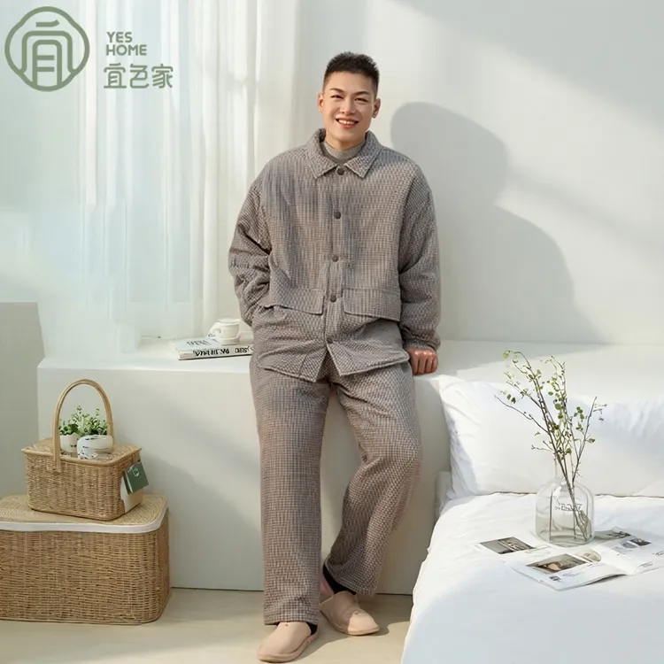宜色家男士睡衣2025新款100%全棉秋冬季加厚可外穿冬日穿搭家居服