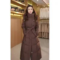 冬季新款90白鹅绒保暖连帽时尚长款女士羽绒服6621