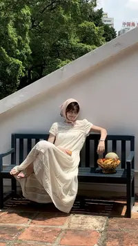 秋屿moment 自制 百搭层次镂空绣花连衣裙