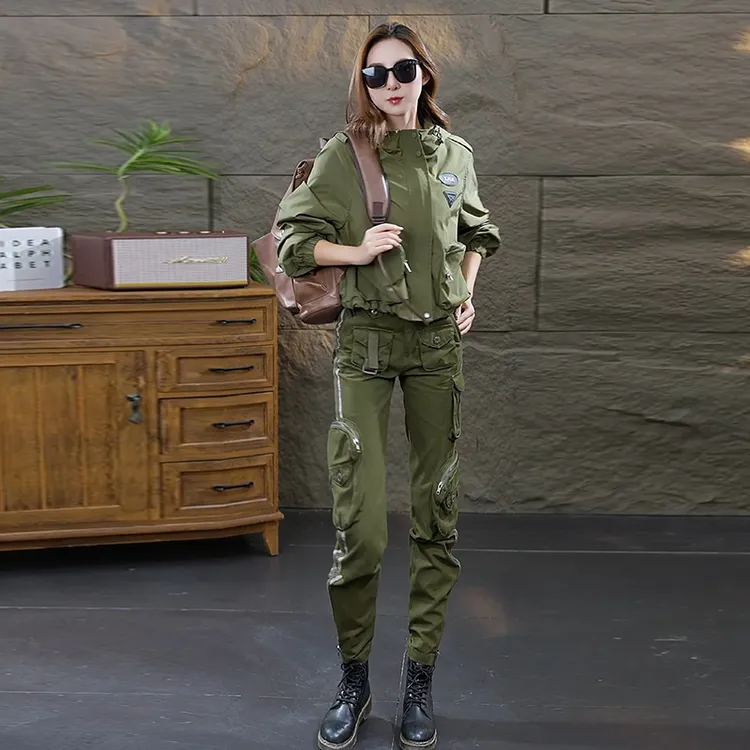 春秋新款工装套装女两件套加绒显瘦运动时尚宽松休闲百搭潮流