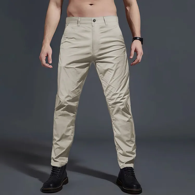 夏季潮流百搭薄款冰丝休闲裤男修身直筒工装裤潮牌运动弹力裤子男
