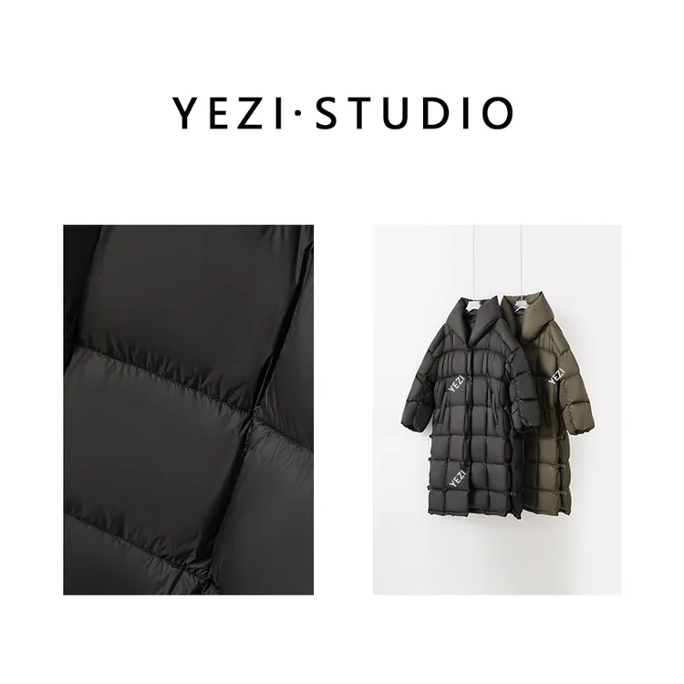 【冬日暖炉】大朵90白鹅绒水光泡关锁温连帽过膝羽绒服25408001