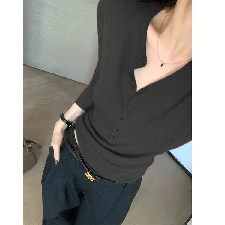 老钱高级感灰色针织打底衫女2025秋季修身内搭羊毛衫复古毛衣上衣