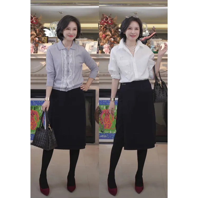 我是摩羯秀场半裙 时尚优雅山羊绒桑蚕丝腰带16针秋冬裙子