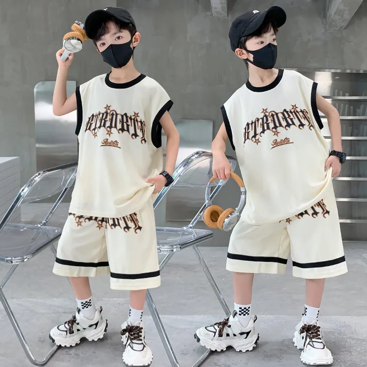 儿童装男童夏装无袖套装2025新款中大童夏季运动速干夏款帅气背心